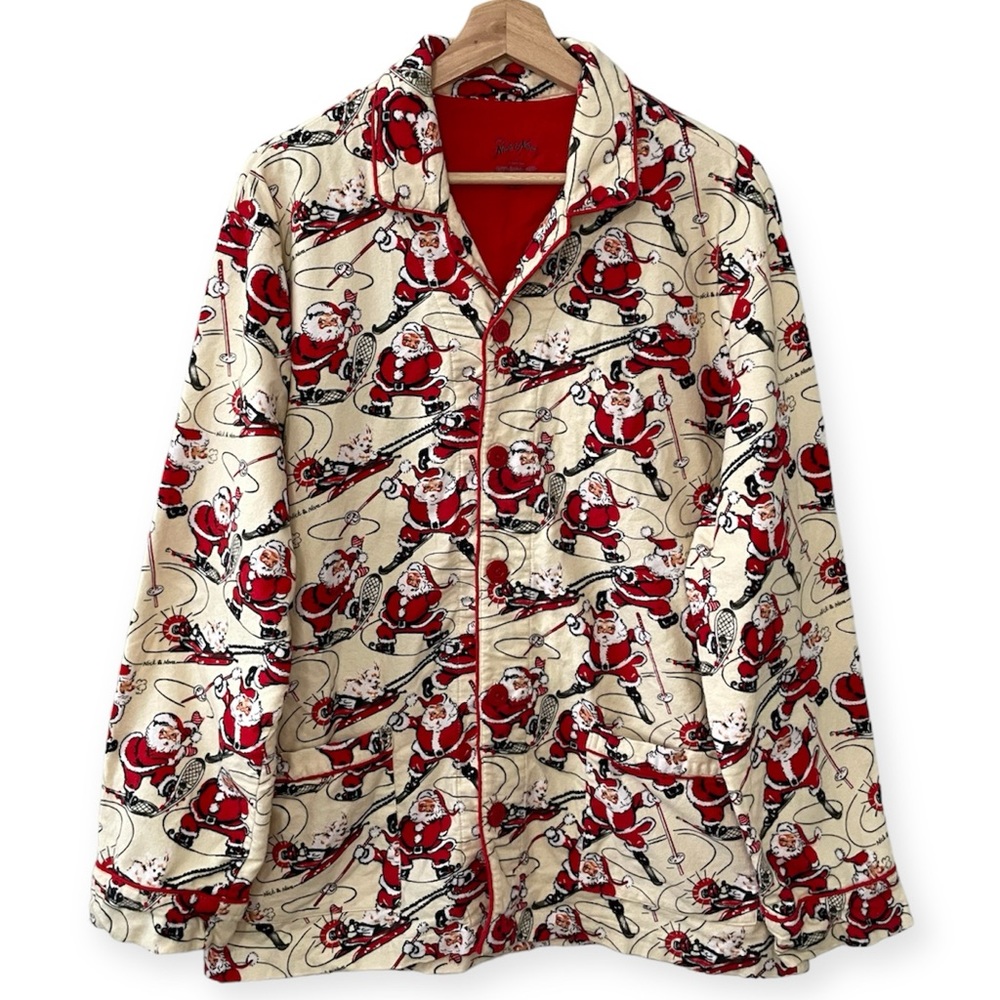 Nick & Nora Retro Santa Snow Sports‎ Puppy Pajama Top Large